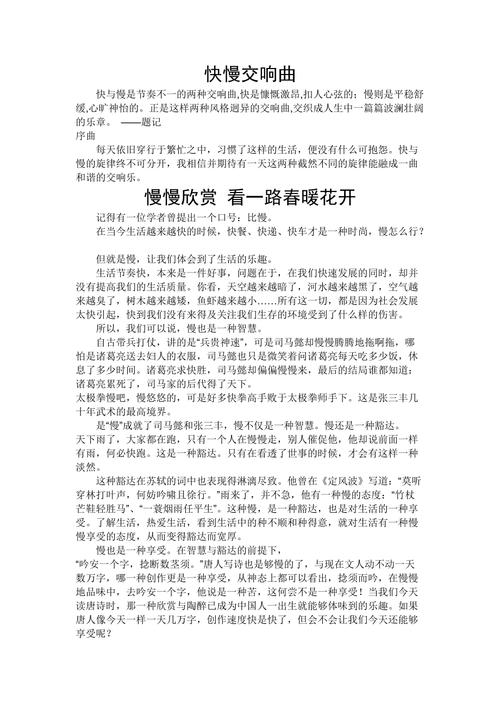 在快与慢之间（在快与慢之间寻找平衡作文）